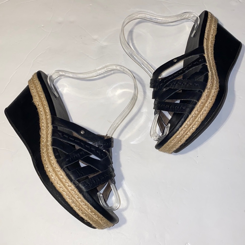 UGG Addyson Leather Wedge Sandals in Black (FIRM ON PRICE)